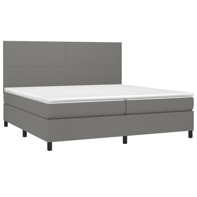 vidaXL - Boxspring - met - matras - en - LED - stof - donkergrijs - 200x200 - cm
