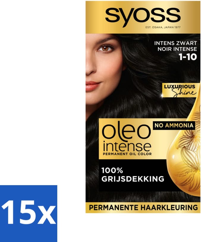 Syoss Oleo Intense - Haarverf - 1-10 - Intens Zwart - 115ml x 15