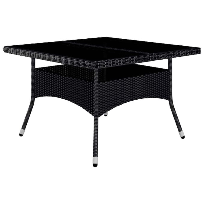 vidaXL - 9-delige - Tuinset - poly - rattan - en - acaciahout - zwart