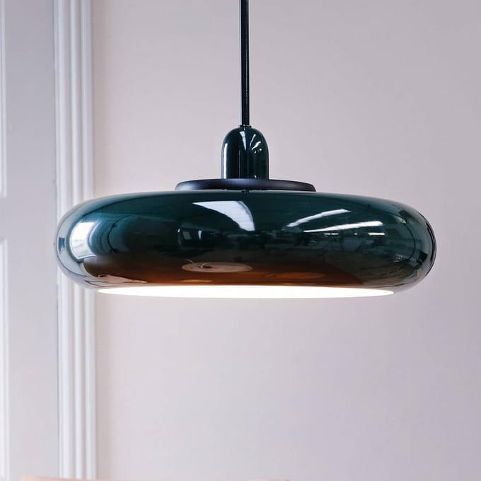 Dyberg Larsen hanglamp Planet, donkergroen, Ø 40 cm, metaal