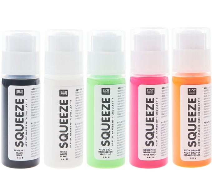 Rico Design Squeeze acrylic marker set - Neon