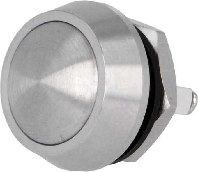 Drukschakelaar 12mm rond - IP65 - Roestvrij Staal