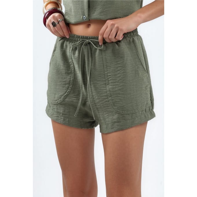 Hoge Taille Wijde Pijpen Shorts met Koordsluiting