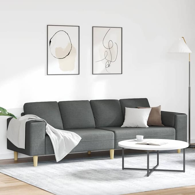 vidaXL - Woonkamerbank - Donkergrijs - 250 - x - 77 - x - 76 - cm - Polyester