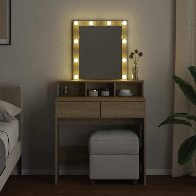 vidaXL - Kaptafel - met - LED - 80x41x144,5 - cm - sonoma - eikenkleurig