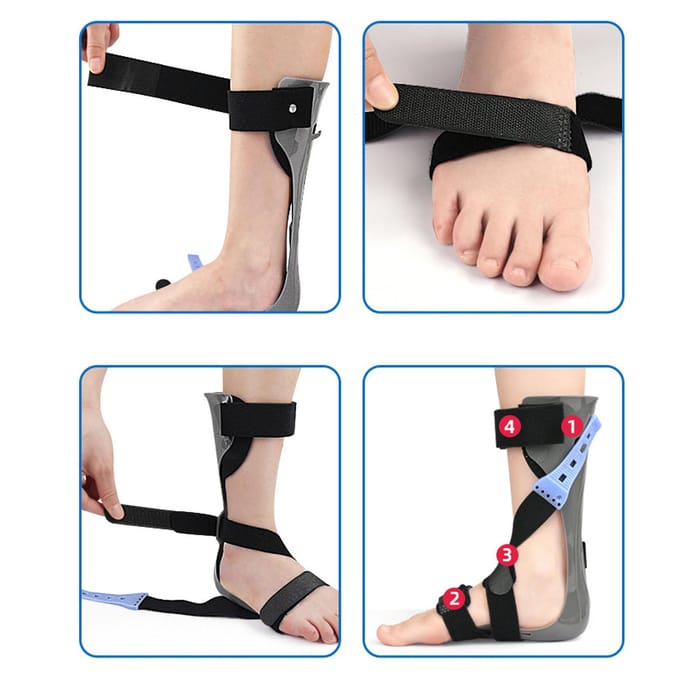 Attelle de pied tombant Support de cheville Orthèse Sangles élastiques stables Pour la correction de la posture Polypropylène Nylon Pour dormir en extérieur gray