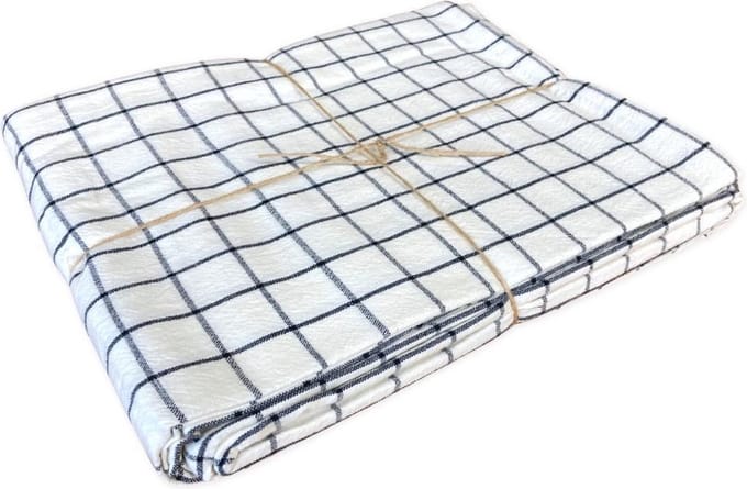 Tafelkleed - Varde - geruit - creme & antraciet grijs - 160x250 cm - katoen
