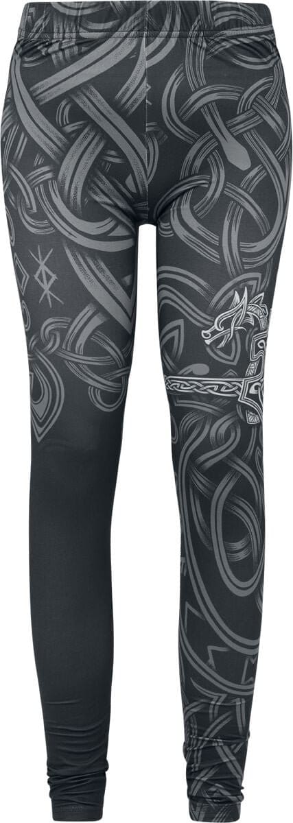Black Premium by EMP Zwarte legging met print en elastische tailleband - Dames - M