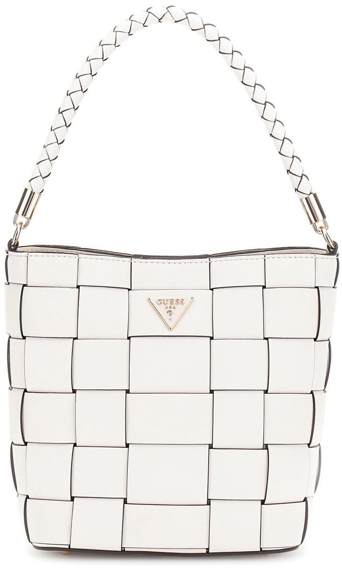 GUESS Schoudertas Maylee Bucket Bag Creme White Crème