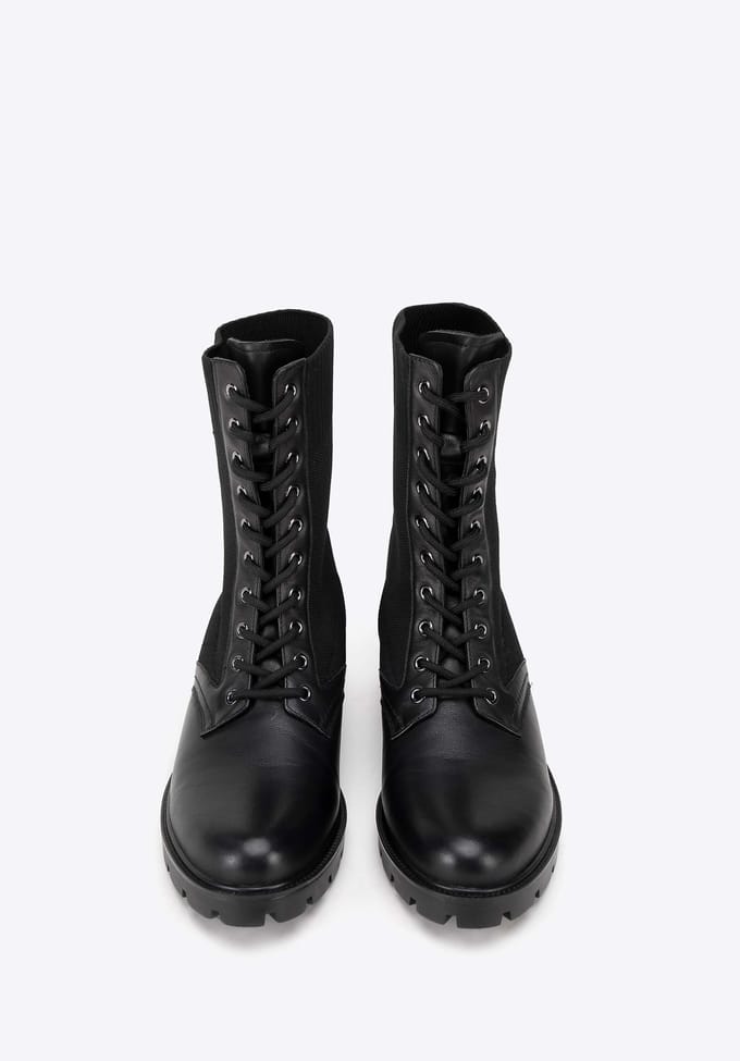 Wittchen Dames Leren Combat Boots met Elastisch Bovenwerk, Zwart