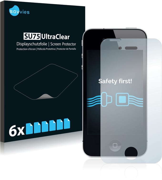 Savvies - Screenprotector voor Apple iPhone 4 / 4S - Folie Beschermfolie transparant 6 Stuks