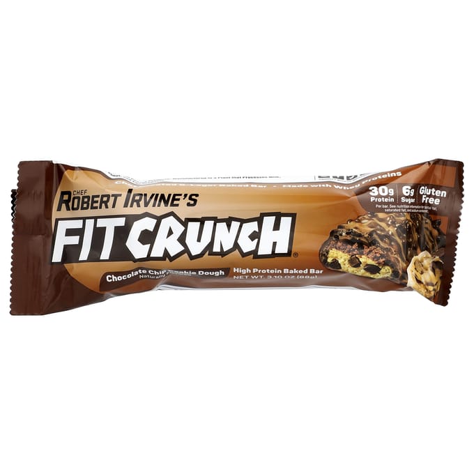 FITCRUNCH, Barres Cuites Protéines de Whey, Pâte à Cookie aux Pépites de Chocolat, 12 barres, 3,10 oz (88g) chaque
