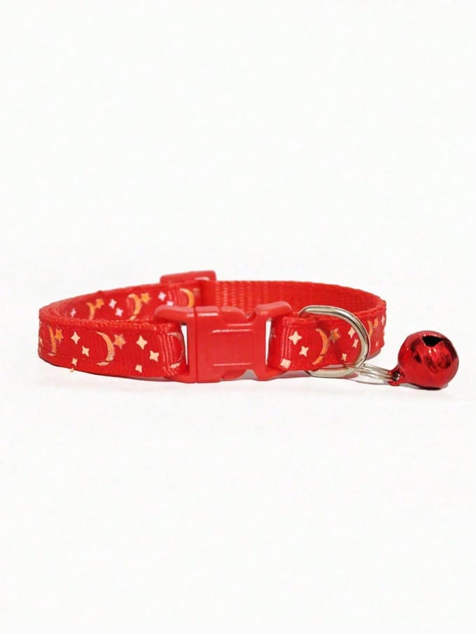 1 pièce Collier pour chat et chien étoile lune avec boucle réfléchissante one-size
