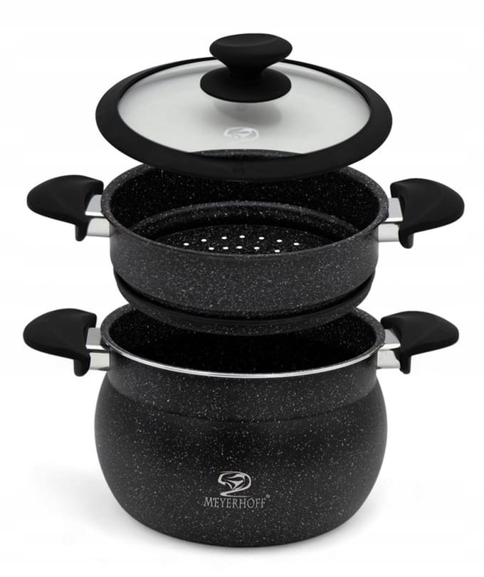 Stoompan 24 cm – Stoompan Inductie 9 Liter – 3-Delig RVS met Deksel