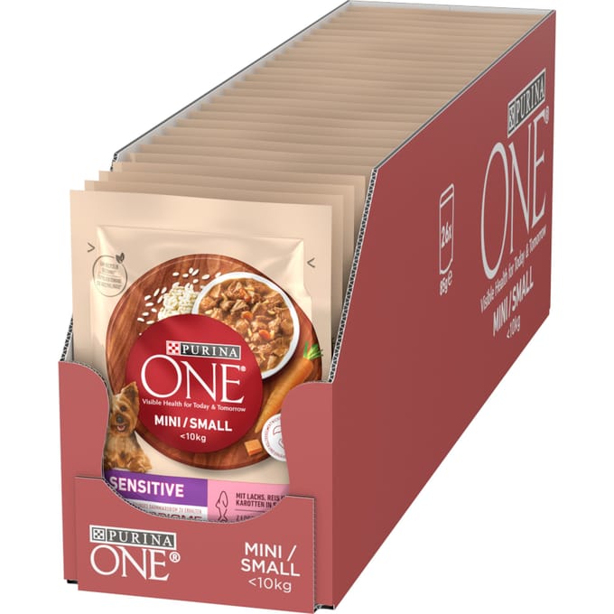 26 x 85 g Purina ONE Mini Sensitive natvoer voor honden