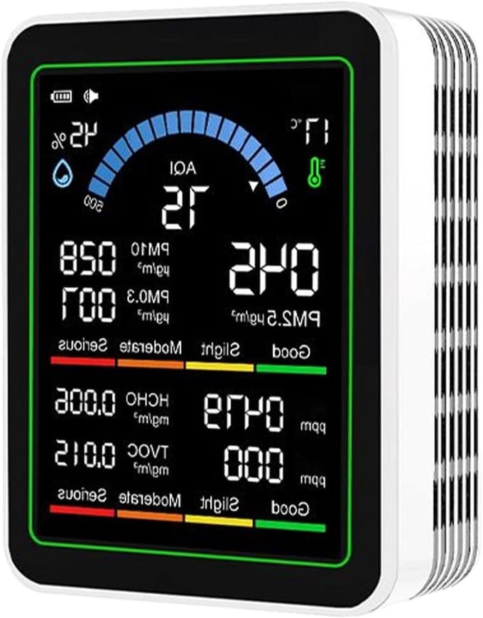 Luchtanalysator Thuis - Binnenluchtmeter - Luchtkwaliteit Meten - Real-time Updates - 4.8 x 9.8 cm - Wit