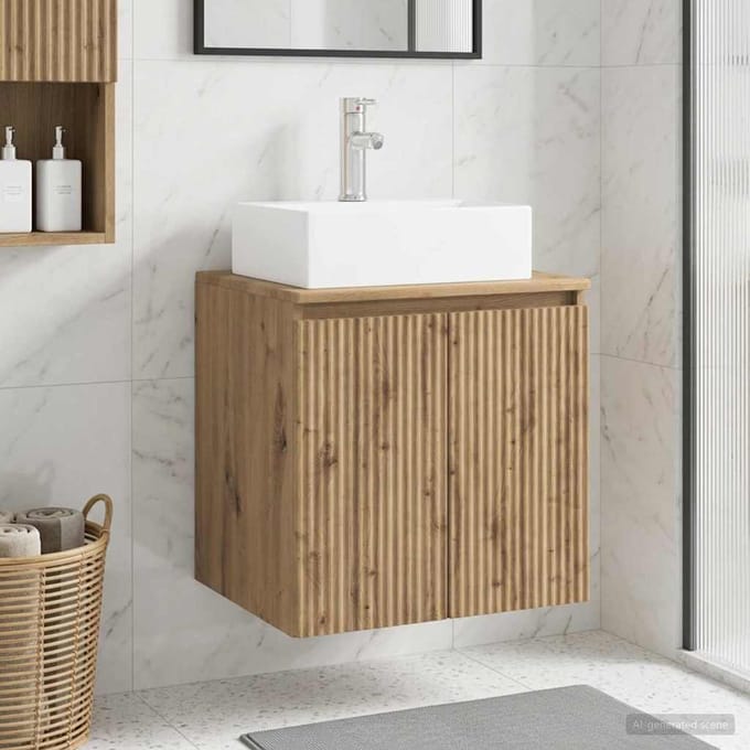 vidaXL - Wandgemonteerde - wastafel - van - een - meubel - Artisanaal - eiken