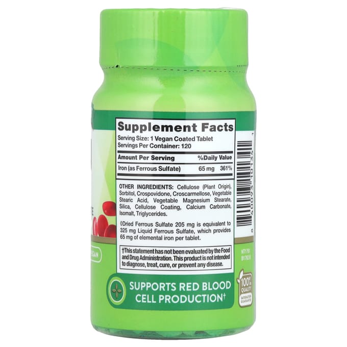 Nature's Truth, Fer, 65 mg, 120 comprimés enrobés