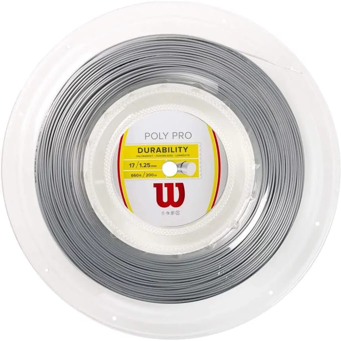 Wilson Poly Pro Rol Snaren 200m-Zilver