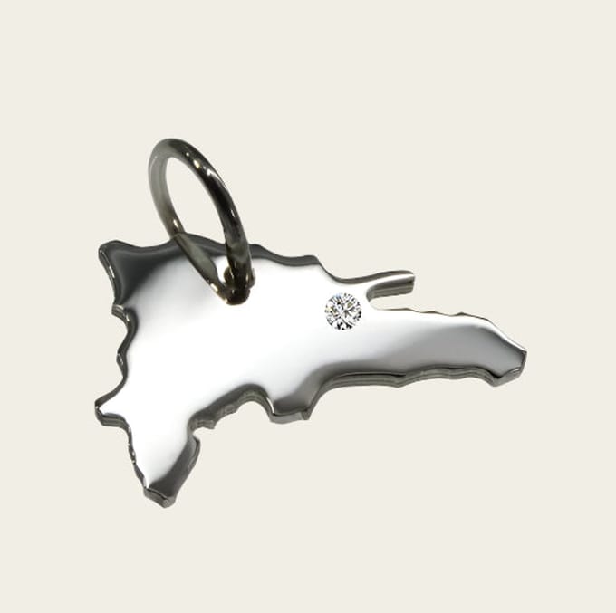 Zilveren Landkaart Dominica ketting hanger