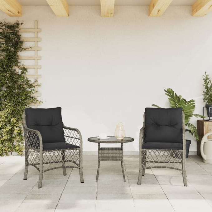 vidaXL - Tuinstoelen - 2 - st - met - kussens - poly - rattan - grijs