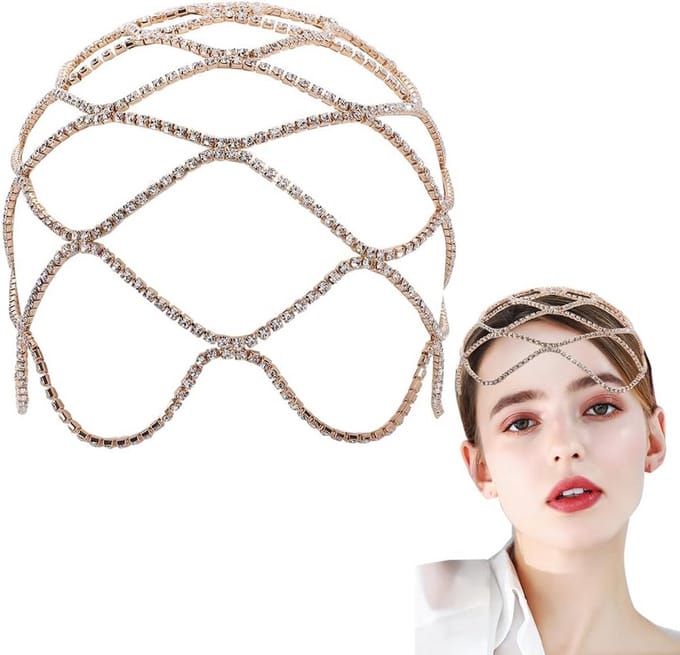 Vintage Strass Hoofdtooi met Kristallen en Parels voor Bruiloft en Galabal