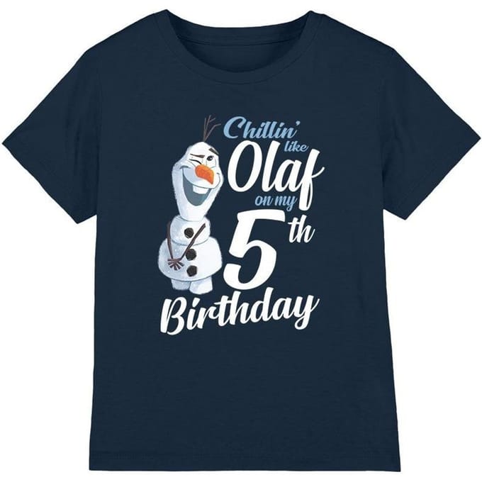 Frozen Kinderen/Kinderen Chillin Like Olaf 5e Verjaardag T-Shirt (Marine)