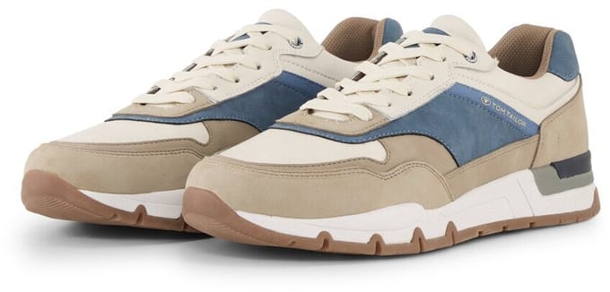Tom Tailor - Sneakers met colourblocking - Maat 42 - beige