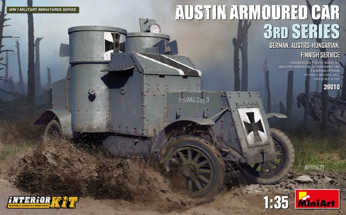 MiniArt Modelbouwpakket Militaire voertuigen - 39010 Austin Armoured Car 3rd Series with Interior Kit Plastic - 1:35 - Modelbouw