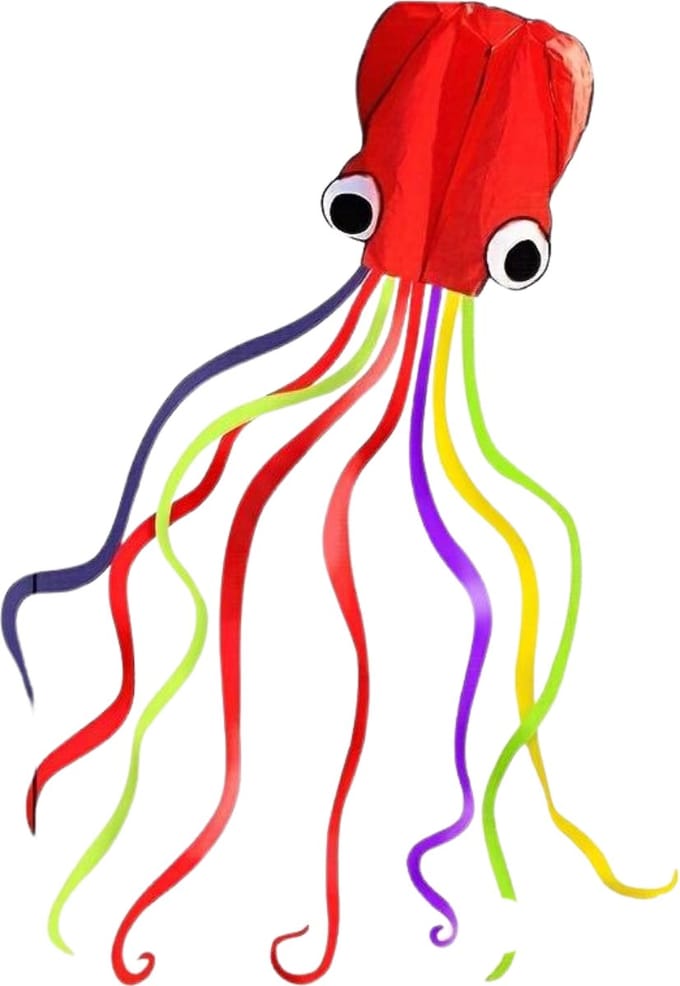 Nivard Vlieger voor Strand - Kindervlieger - Octopus - 5 meter - Rood
