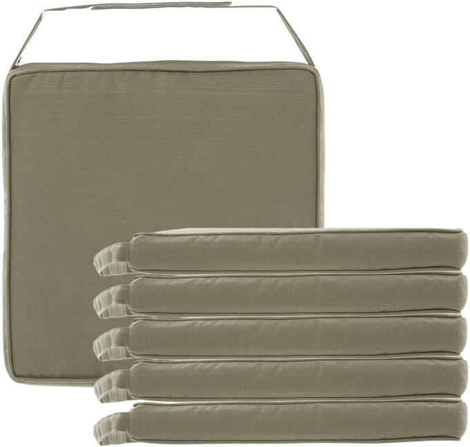 Hespiride Stoelkussen Gerona - 6x - 40 x 40 cm - groen - vierkant - polyester - tuinkussen - buiten