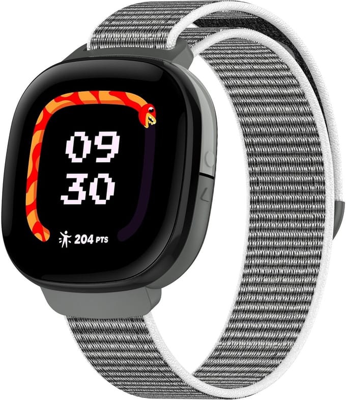 By Qubix - Compatible Fitbit bandje - Geschikt voor fitbit Ace LTE - Nylon loop band met klittenbandsluiting - Grijs
