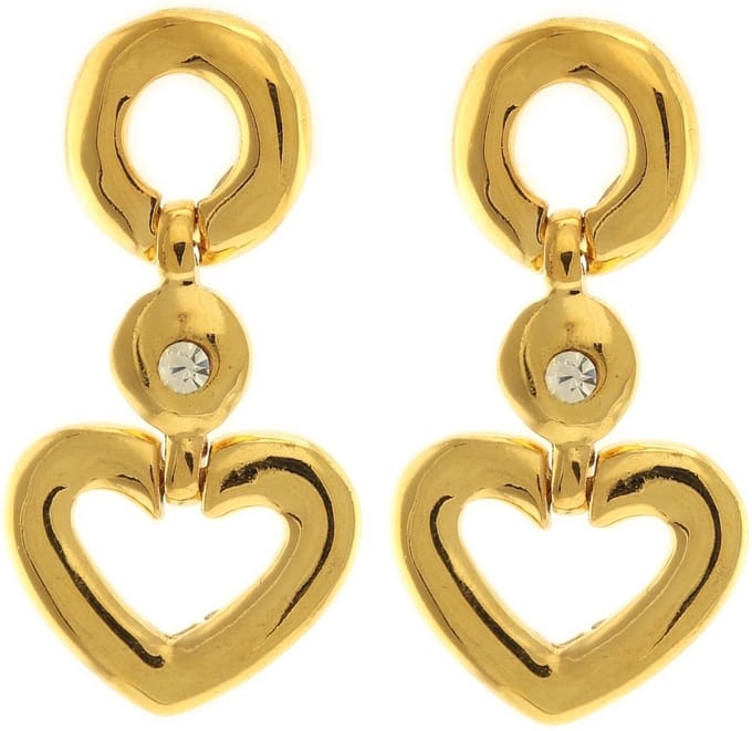 Behave - Dames oorbellen - Goudkleur hangmodel hartjes - 4,5 cm