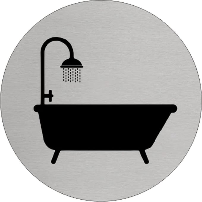 CombiCraft Aluminium deurbordje 'Badkamer' Ø75 mm met 3M-tape