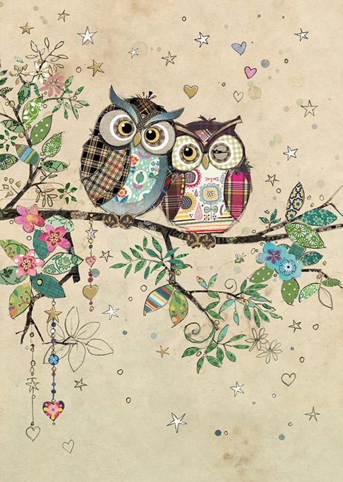 Wenskaart BUGART D183 owl Couple