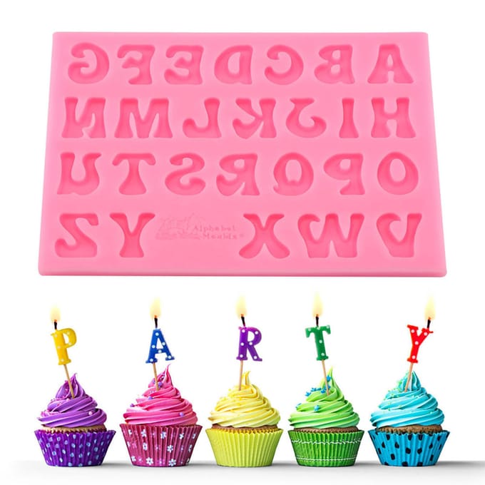 Moules en Silicone Forme Lettres Gâteau Fondant Chocolat Outil de Décoration Pinkish