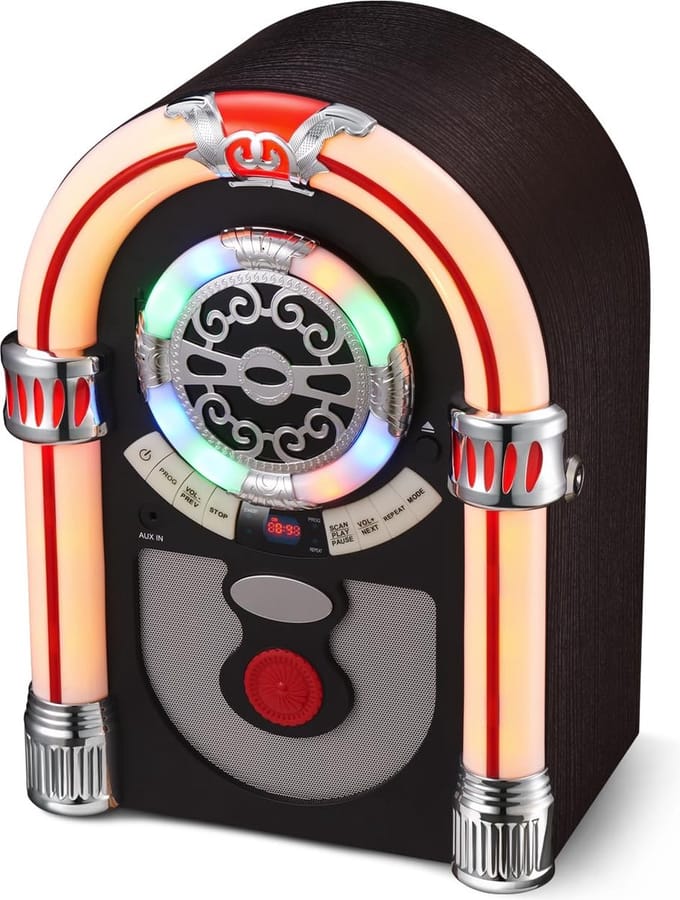 Stijlvolle Retro Muziekbox met CD-speler en Bluetooth, Ideale Muziekervaring voor Thuis