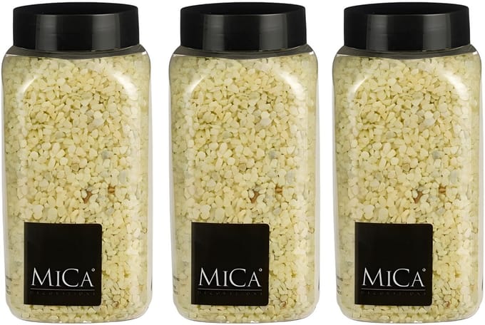Mica Decorations decoratie stenen/granulaat - 3x - 650ml - geel - hobby steentjes