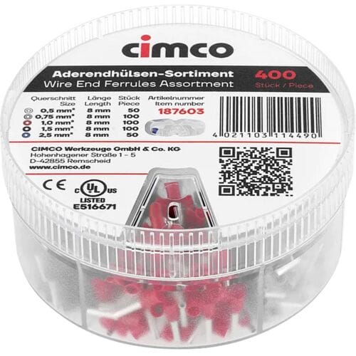 Cimco 187603 Assortiment adereindhulzen Deels geïsoleerd 1 set(s) Tin