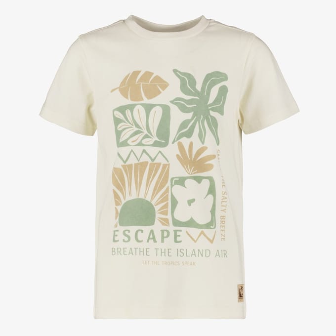 Unsigned jongens T-shirt met opdruk ecru groen - Maat 170