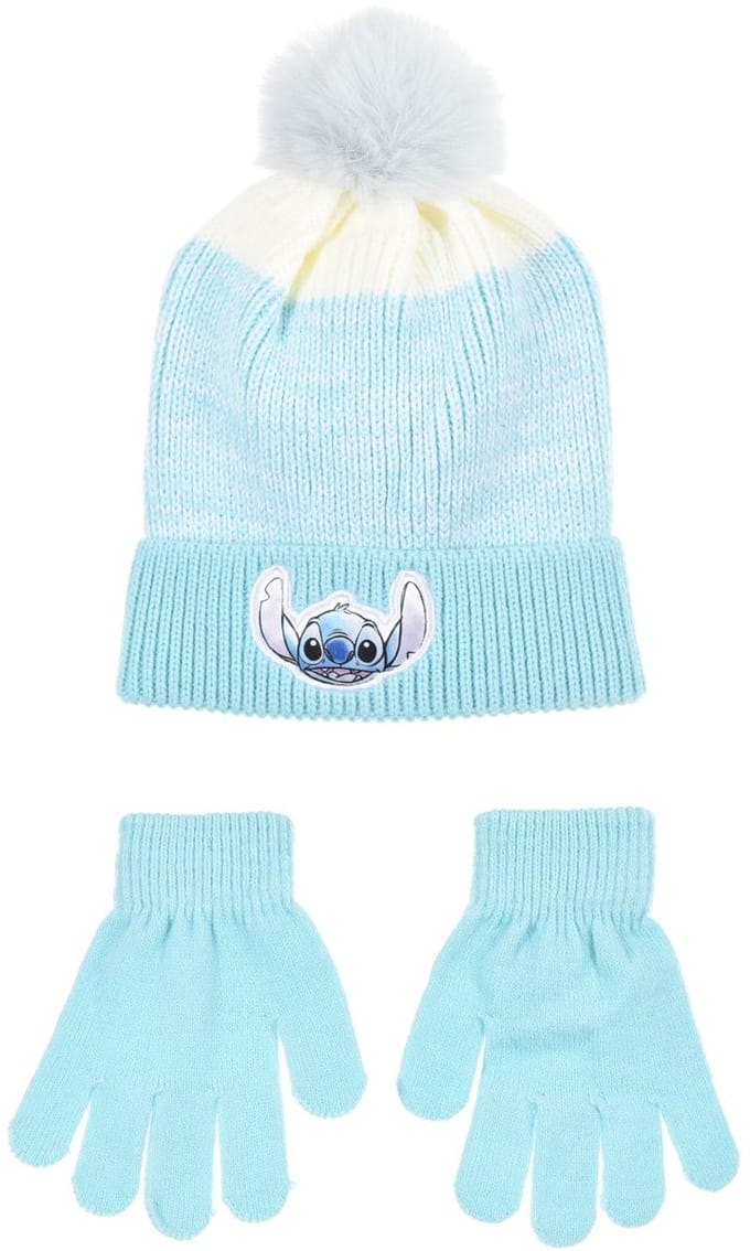 Disney Lilo & Stitch Winterset - Muts + Handschoenen - Lichtblauw - Maat 54 cm hoofdomtrek