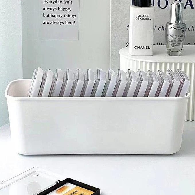 Boîte de rangement de faux cils, 1 pièce, boîte de rangement pour outils d'extension de cils, organisateur d'accessoires de cils, boîte de rangement d'outils de maquillage cosmétique blanc