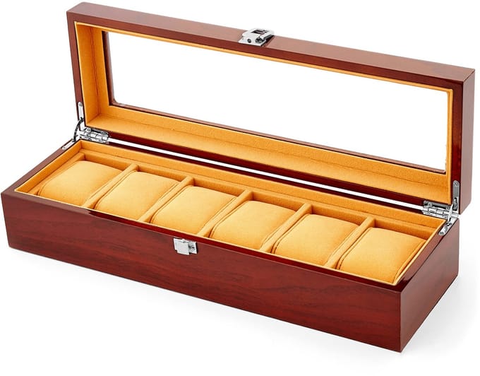 Luxe Roodhout Opbergdoos - 6 Horloges