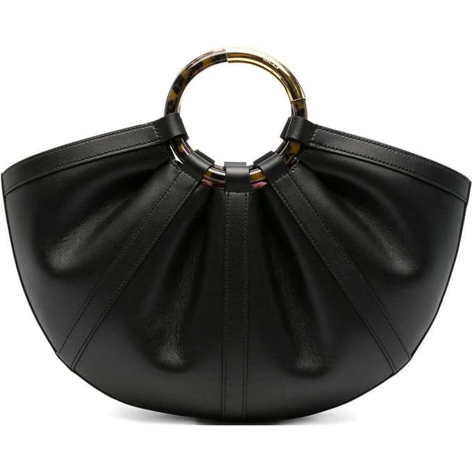 COCCINELLE Leren handtas schoudertas Shell Handbag Smooth Leather Noir zwart