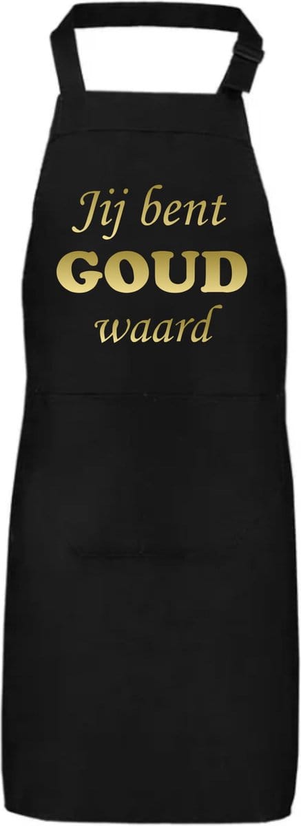Schort Jij bent GOUD waard | Moederdag | Moederdag cadeautje | Zwart