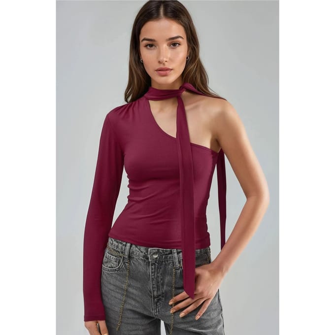 Enkele Mouw Blouse met Sjaaldetail