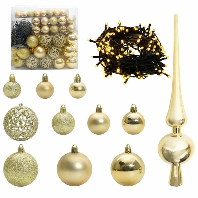vidaXL Kerstbal Set 120 st 300 LED's Warmwit Ø 6 cm