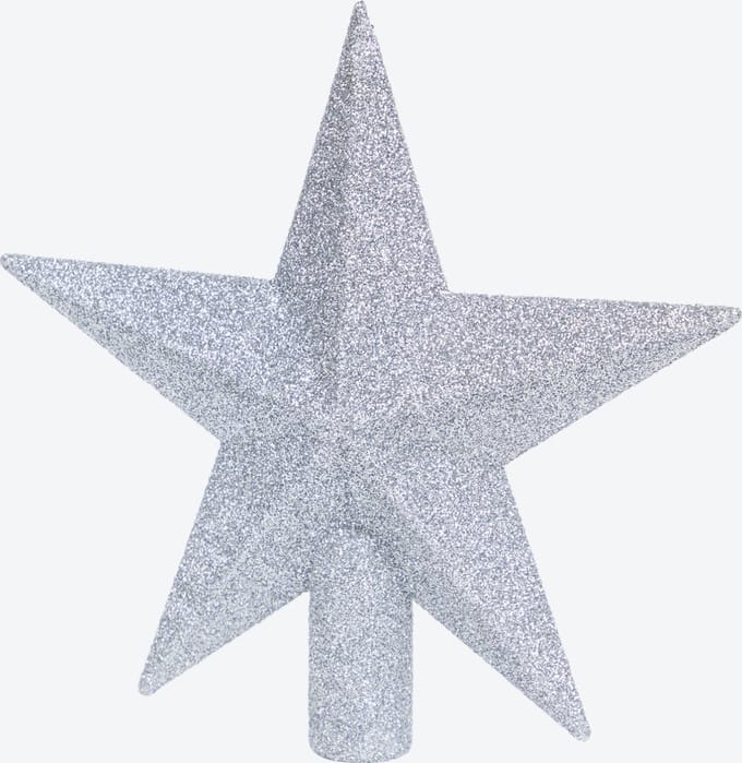 KERSTBOOMPIEK KERSTSTER GLITTER ZILVER- 19 x 19 centimeter
