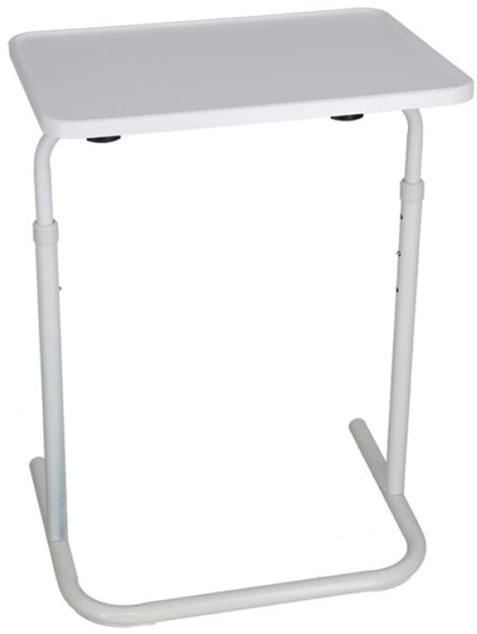 Gerimport Bijzettafel - wit - kunststof - verstelbaar - 48 x 38 cm - klaptafel