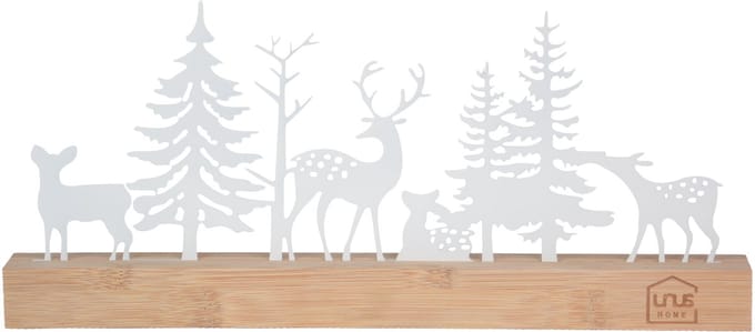 UNUS® Staander wald silhouette decoratieve herten reeën wit decoratie